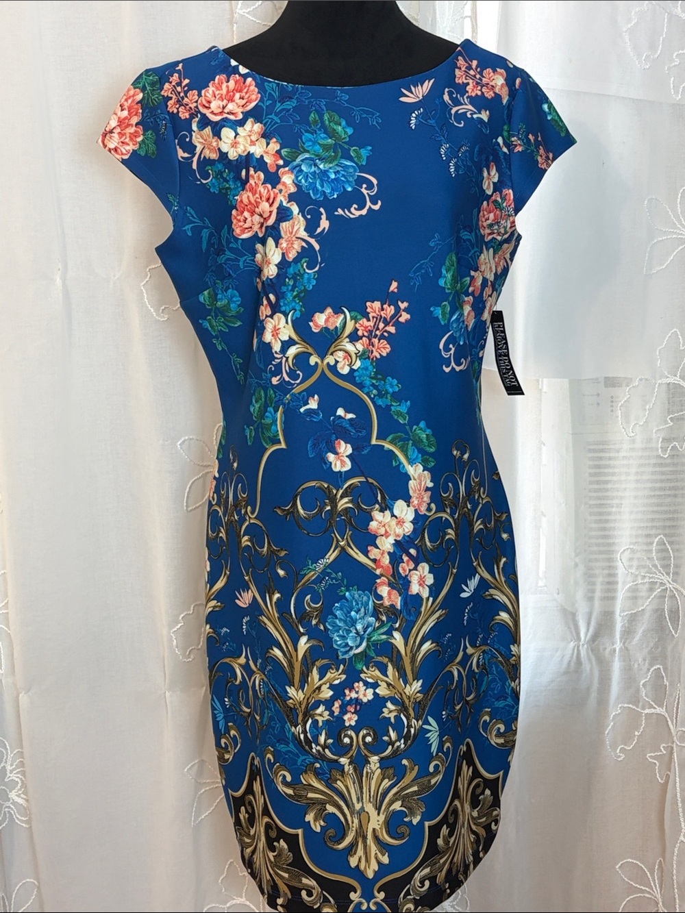 NY & Company stretch Sheath dress in L with detachable sheer  skirt NWT